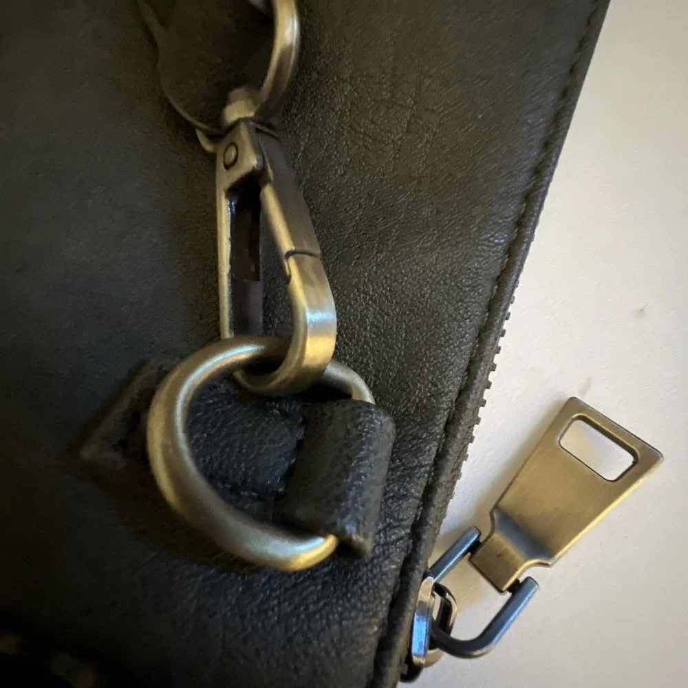 Antik Kraft Supple Faux‎ Leather Crossbody Hobo Bag Dark Charcoal Grey Zipper